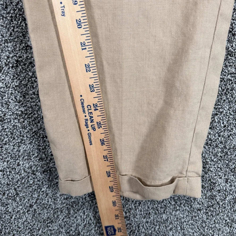 Jos A Bank Pants Mens 38/29 Tan 100% Linen Pleated Cuffed Traveler Collection